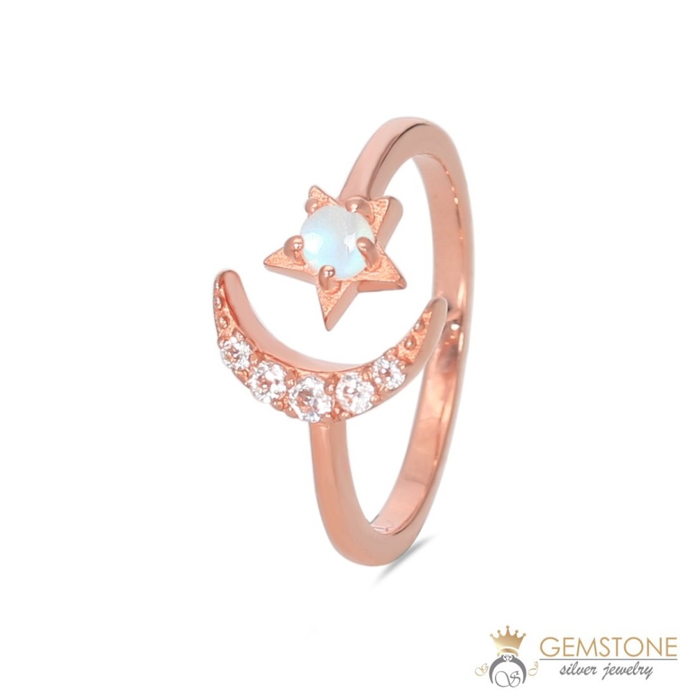 14Kt Rose Gold Vermeil Moonstone Ring Luna Thrill